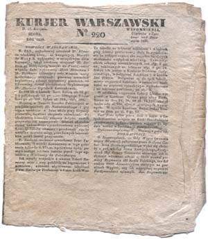 Kurjer Warszawski - nr 220 (19 sierpnia 1829)